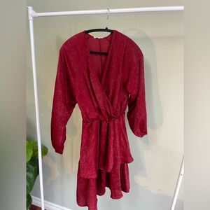 Dex Long Sleeve Burgundy Mini Dress Size XS